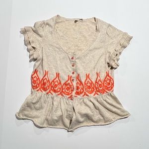 Moth Anthropologie brand peplum short sleeve sweater